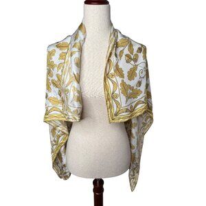 Halcyon Days England 100% Silk Scarf  Gold Oak Leaf Acorn Quiet luxury boho read